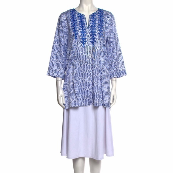Oscar de la Renta Tops - Oscar de la Renta Embroidered Kaftan Coverup